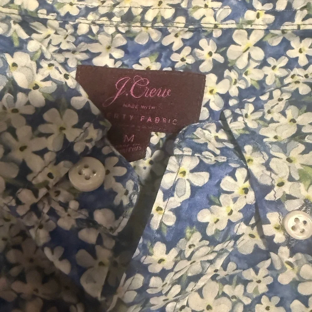 J. Crew Blue and White Casual Button Down Shirt Medium